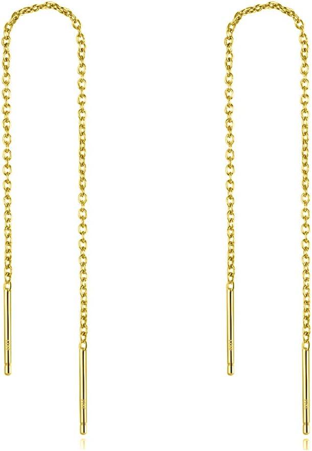 image:imageYFN Threader Earrings Sterling Silver Chain Earrings for Women Dangle Earrings Thread Dangling Threaded Long Chain Earring Nickel Free Hypoallergenic Ear for WomenYellow