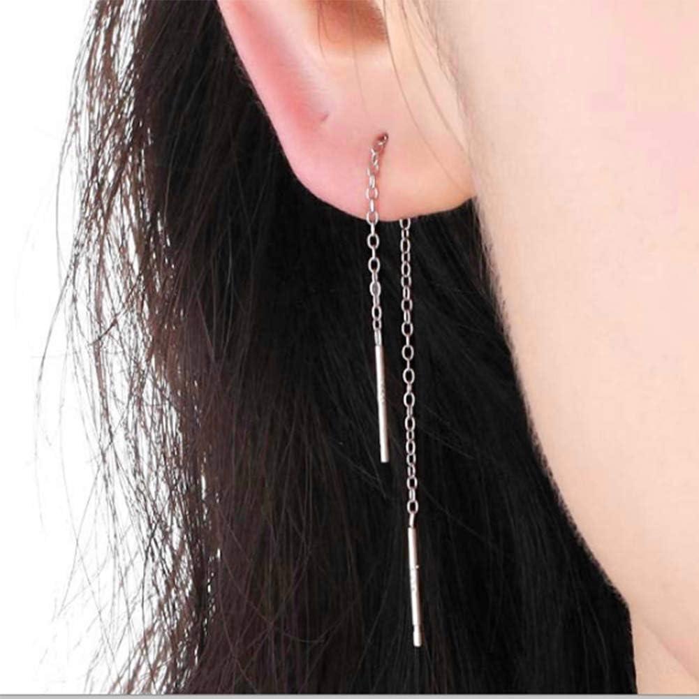 image:imageYFN Threader Earrings Sterling Silver Chain Earrings for Women Dangle Earrings Thread Dangling Threaded Long Chain Earring Nickel Free Hypoallergenic Ear for WomenWhite