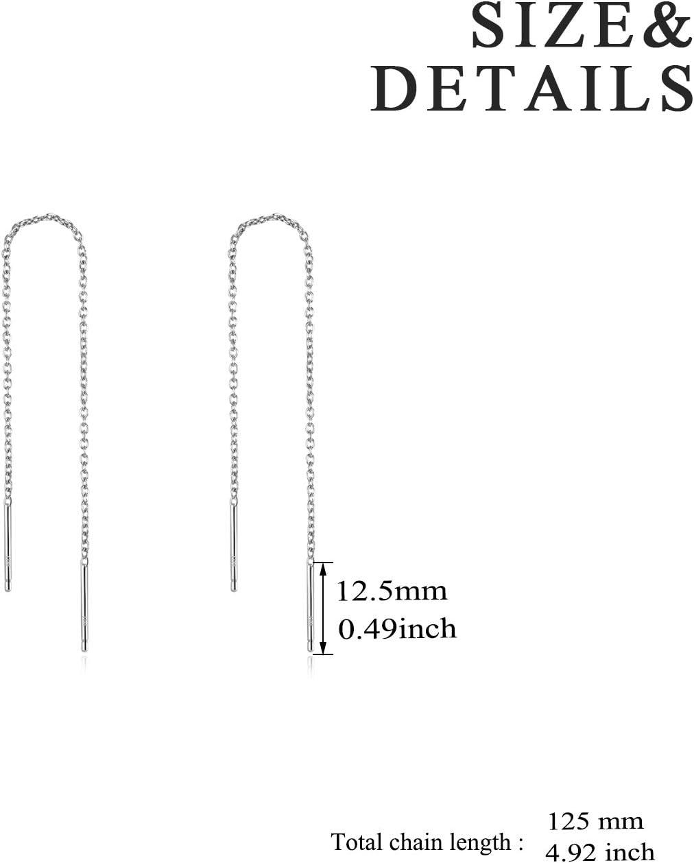 image:imageYFN Threader Earrings Sterling Silver Chain Earrings for Women Dangle Earrings Thread Dangling Threaded Long Chain Earring Nickel Free Hypoallergenic Ear for WomenWhite