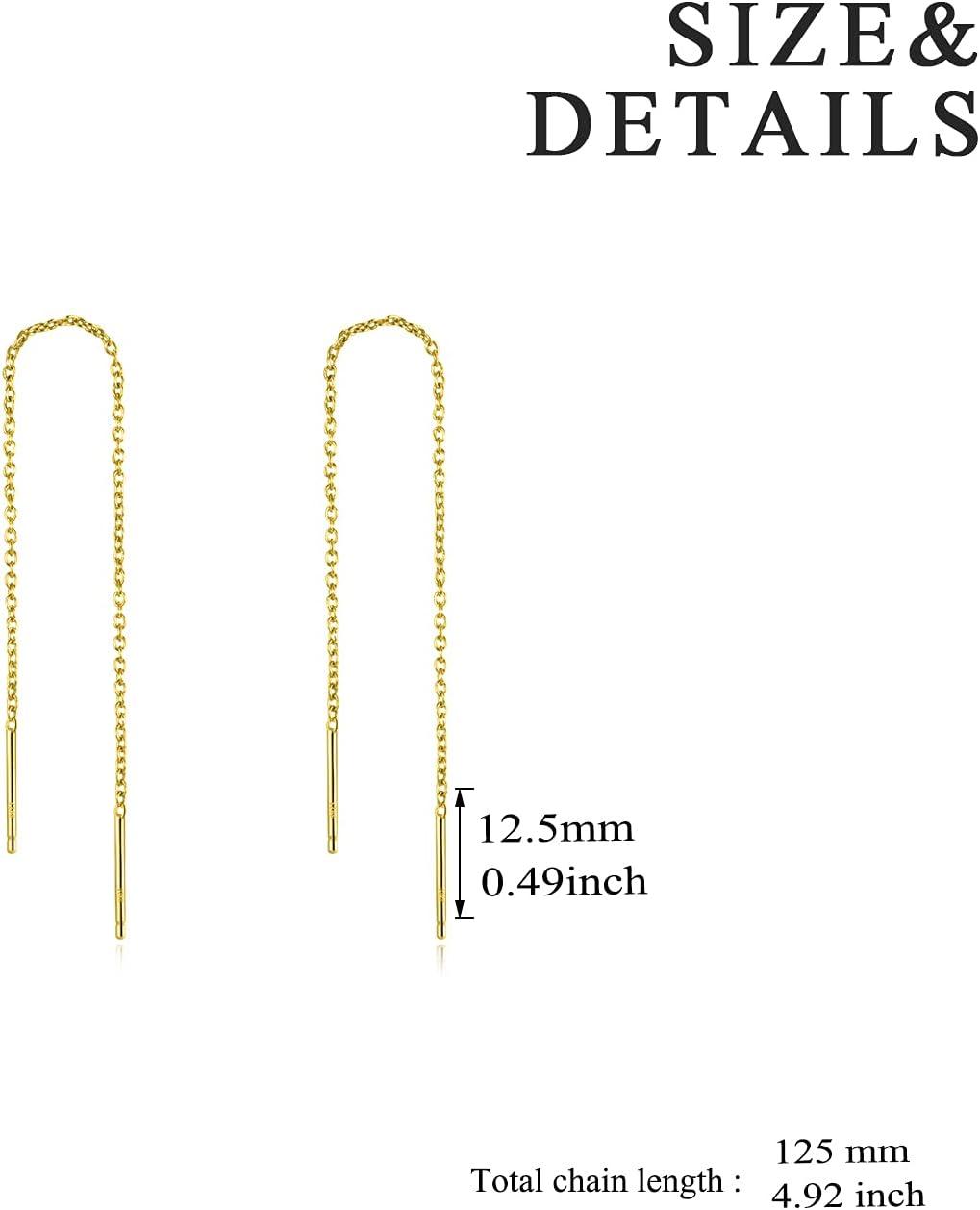 image:imageYFN Threader Earrings Sterling Silver Chain Earrings for Women Dangle Earrings Thread Dangling Threaded Long Chain Earring Nickel Free Hypoallergenic Ear for WomenYellow