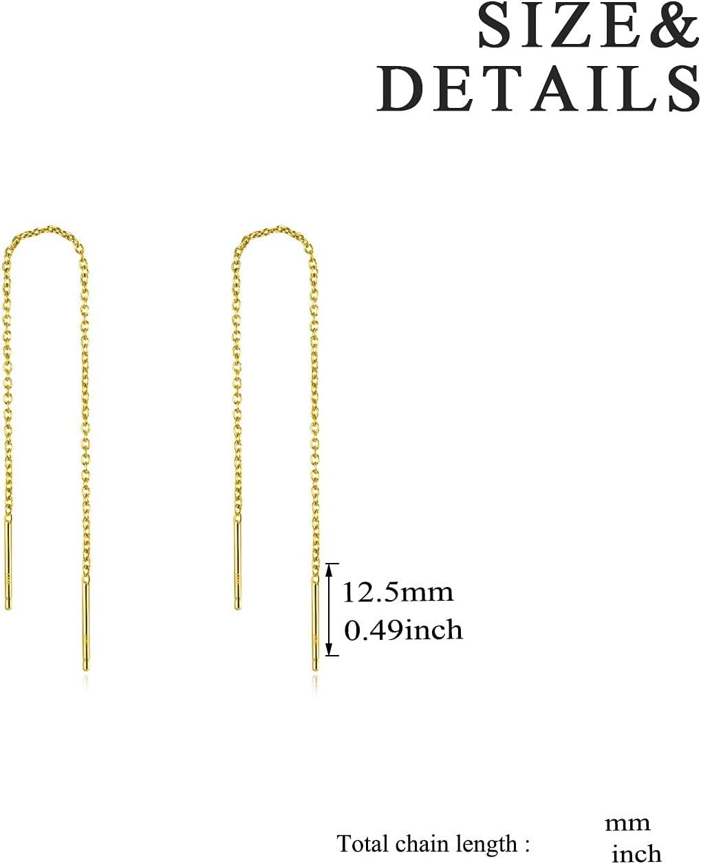 image:imageYFN Threader Earrings Sterling Silver Chain Earrings for Women Dangle Earrings Thread Dangling Threaded Long Chain Earring Nickel Free Hypoallergenic Ear for WomenYellow
