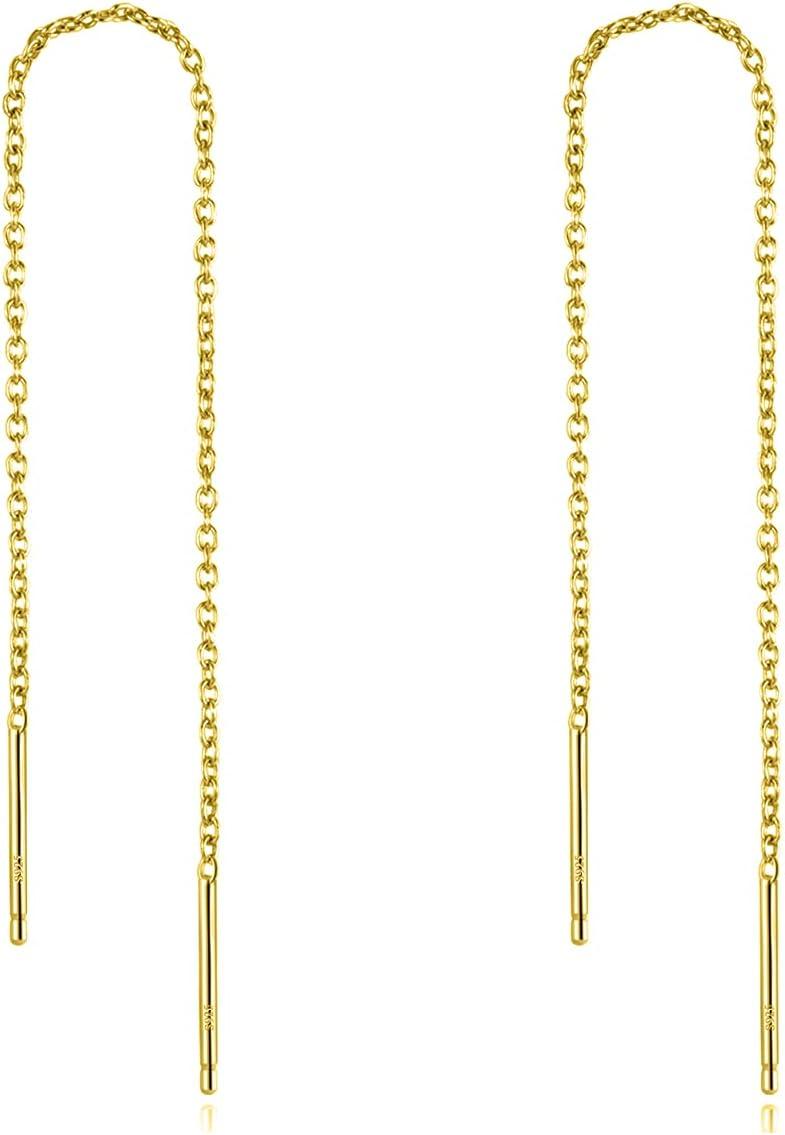 image:imageYFN Threader Earrings Sterling Silver Chain Earrings for Women Dangle Earrings Thread Dangling Threaded Long Chain Earring Nickel Free Hypoallergenic Ear for WomenYellow