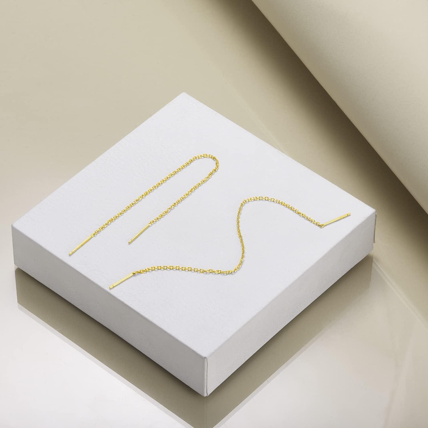 image:imageYFN Threader Earrings Sterling Silver Chain Earrings for Women Dangle Earrings Thread Dangling Threaded Long Chain Earring Nickel Free Hypoallergenic Ear for WomenYellow