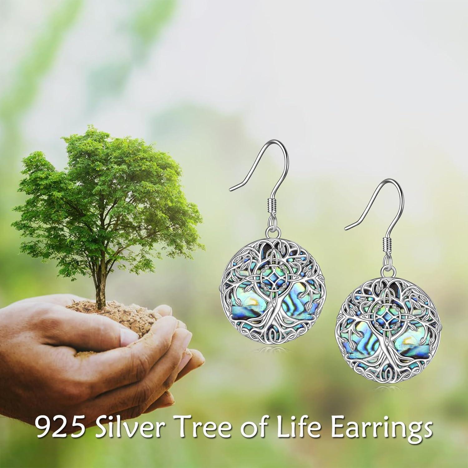 image:imageYFN Tree of Life Earrings Sterling Silver Tree Life Eardrop with Abalone Shell Dangle Drop Earrings Jewelry Gifts for WomenWitches Knot