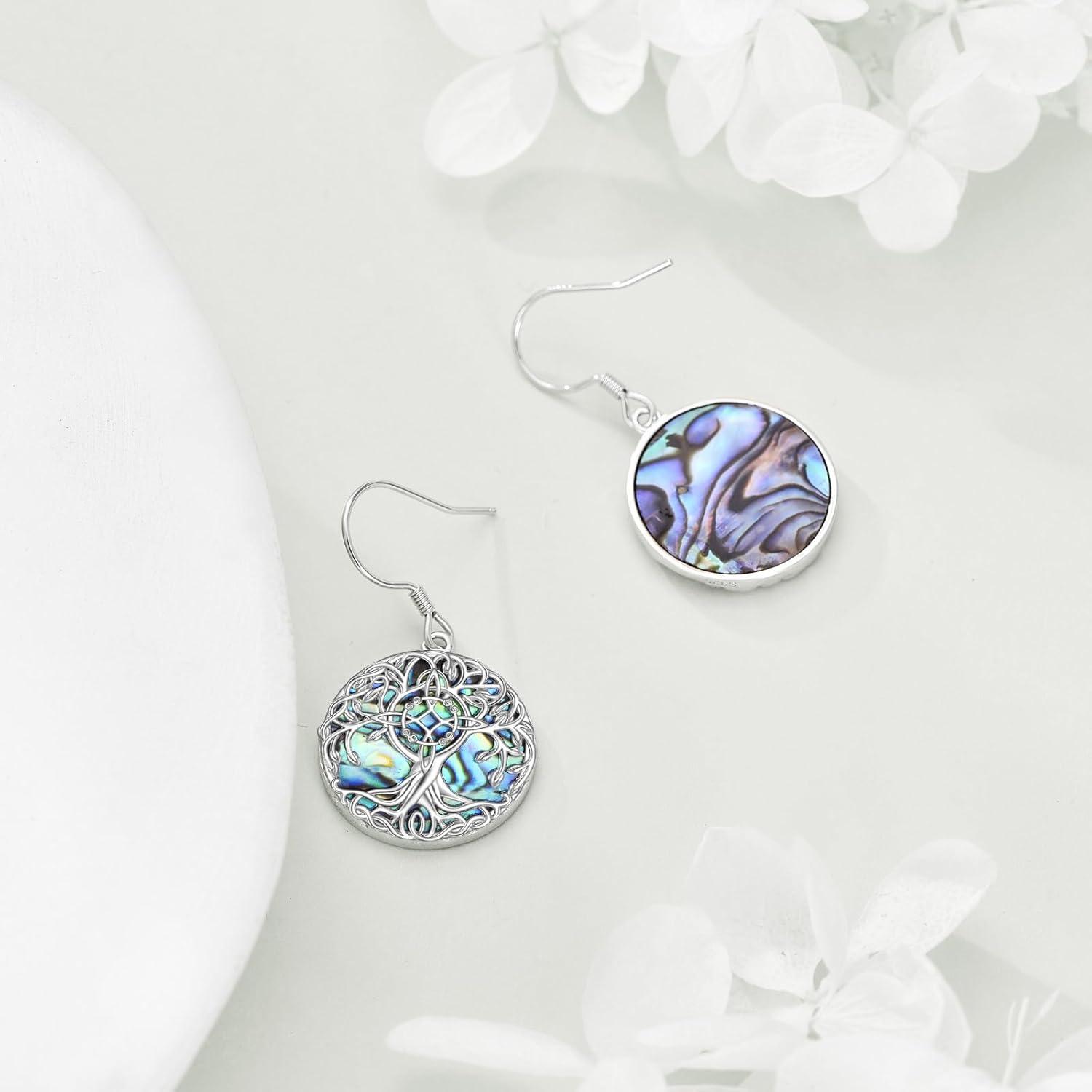 image:imageYFN Tree of Life Earrings Sterling Silver Tree Life Eardrop with Abalone Shell Dangle Drop Earrings Jewelry Gifts for WomenWitches Knot