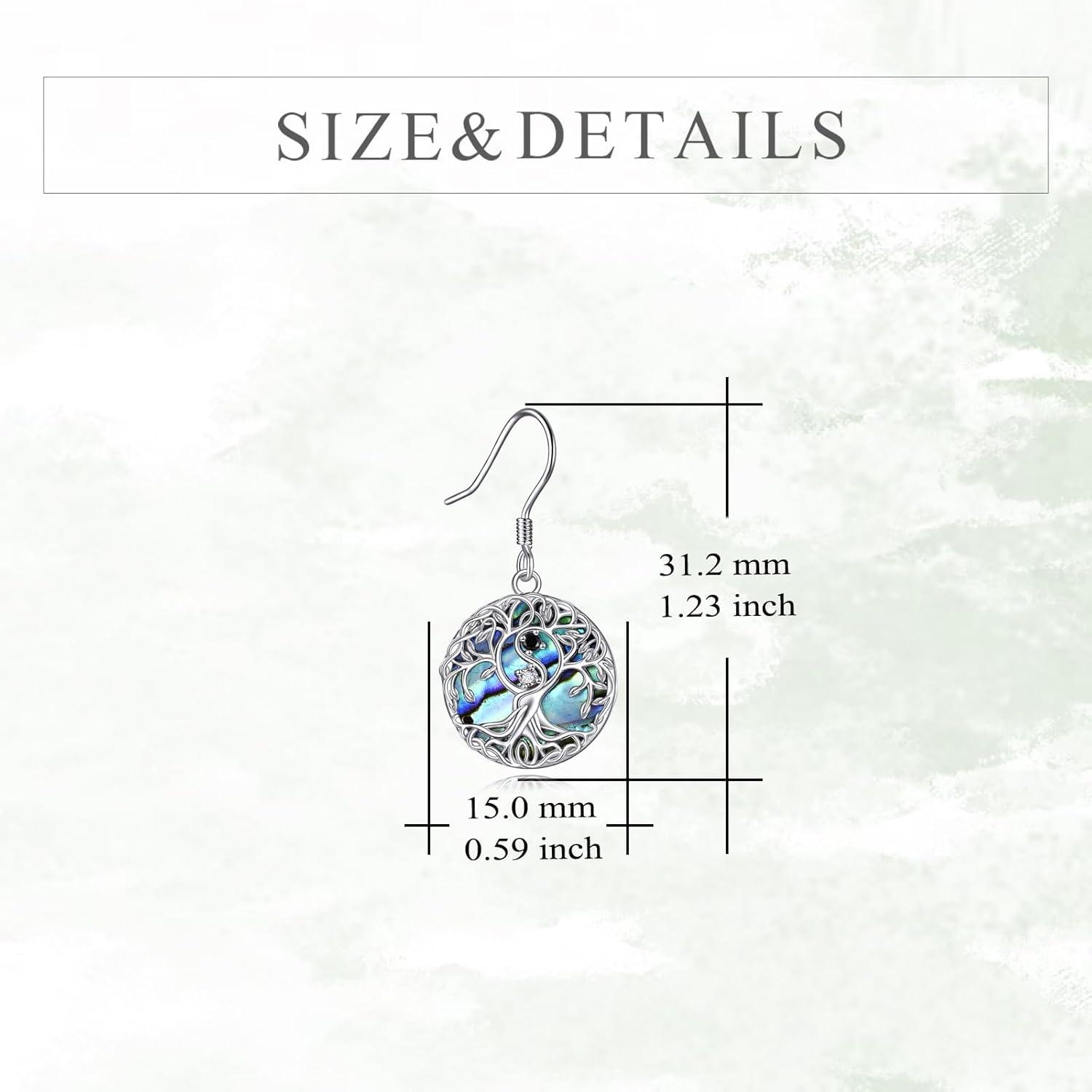 image:imageYFN Tree of Life Earrings Sterling Silver Tree Life Eardrop with Abalone Shell Dangle Drop Earrings Jewelry Gifts for WomenYin Yang