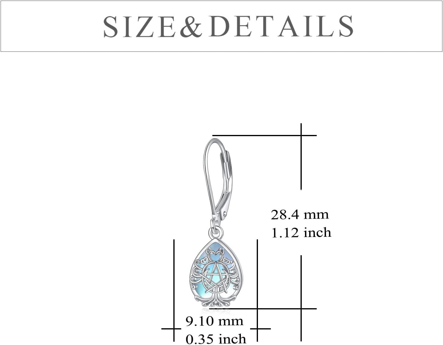 image:imageYFN Triple Moon Goddess Earrings Sterling Silver Pentagram Pentacle Earrings Pagan Wiccan Magic Amulet Tree of Life Jewelry for WomenMoonstoneTriple Moon Earrings