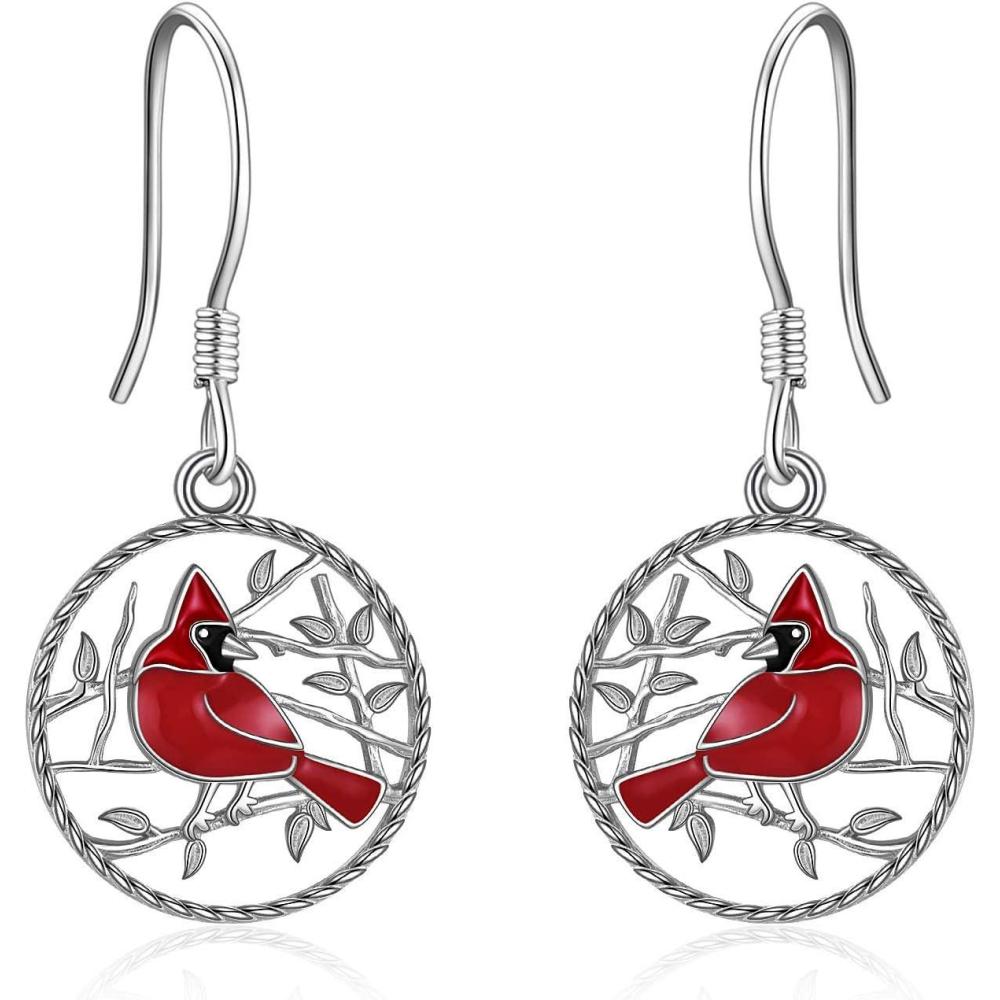 image:imageYFN 925 Sterling Silver Dangle Drop Earring Hypoallergenic Earring Jewelry Gift for Women GirlsCardinal