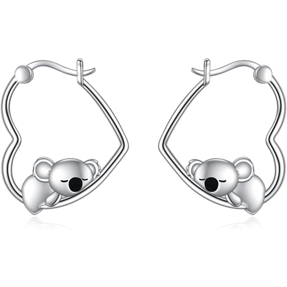 image:imageYFN Animal Earrings Sterling Silver Animal Heart Hoop Dangle Earrings Cute Jewelry Gifts for WomenKoala