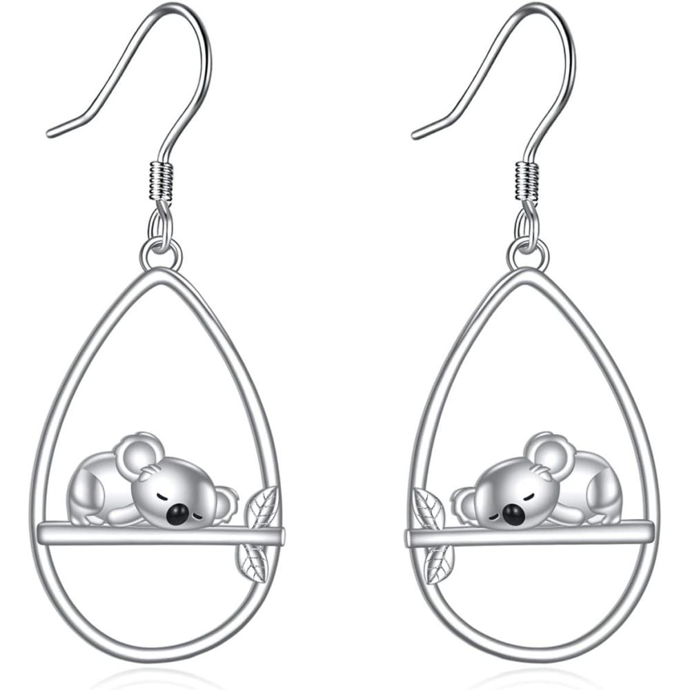 image:imageYFN Animal Earrings Sterling Silver Animal Heart Hoop Dangle Earrings Cute Jewelry Gifts for WomenKoala Dangle