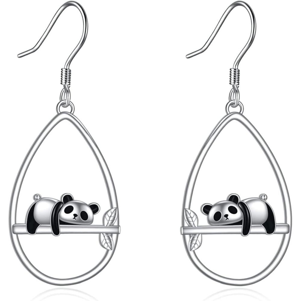 image:imageYFN Animal Earrings Sterling Silver Animal Heart Hoop Dangle Earrings Cute Jewelry Gifts for WomenPanda Dangle