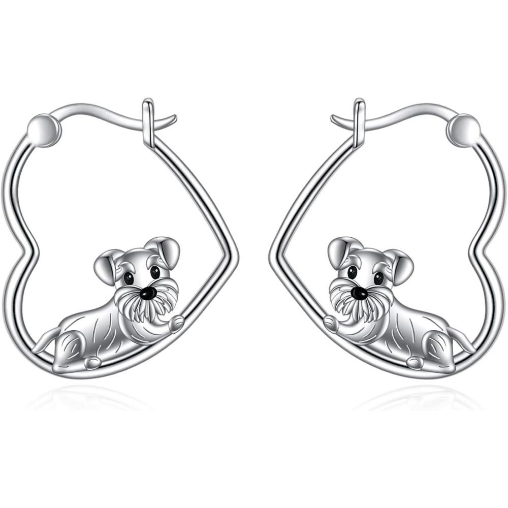 image:imageYFN Animal Earrings Sterling Silver Animal Heart Hoop Dangle Earrings Cute Jewelry Gifts for WomenSchnauzer