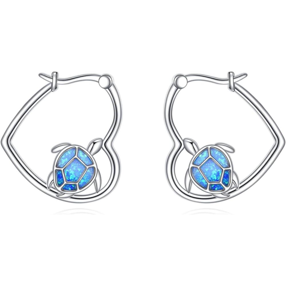 image:imageYFN Animal Earrings Sterling Silver Animal Heart Hoop Dangle Earrings Cute Jewelry Gifts for WomenTurtle