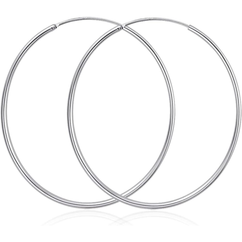 image:imageYFN Hoop Earrings Sterling Silver Polished Round Circle Endless Earrings Diameter 20304050607080mmDiameter 20mm Tiny Hoop Earrings