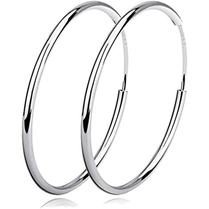 image:imageYFN Hoop Earrings Sterling Silver Polished Round Circle Endless Earrings Diameter 20304050607080mmDiameter 30mm Medium Hoop Earrings