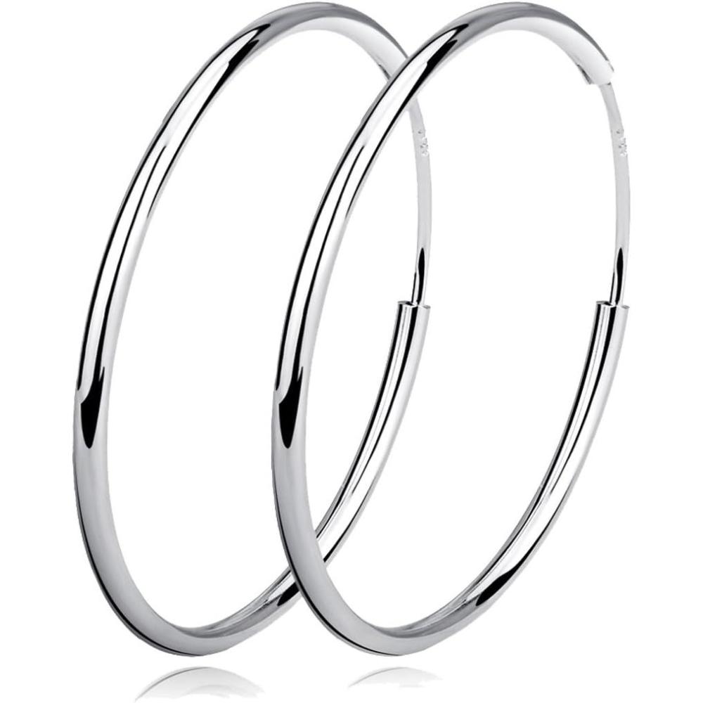 image:imageYFN Hoop Earrings Sterling Silver Polished Round Circle Endless Earrings Diameter 20304050607080mmDiameter 40mm Medium Hoop Earrings