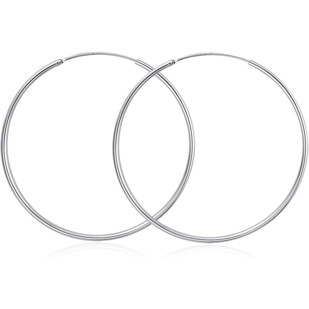 image:imageYFN Hoop Earrings Sterling Silver Polished Round Circle Endless Earrings Diameter 20304050607080mmDiameter 70mm Large Hoop Earrings