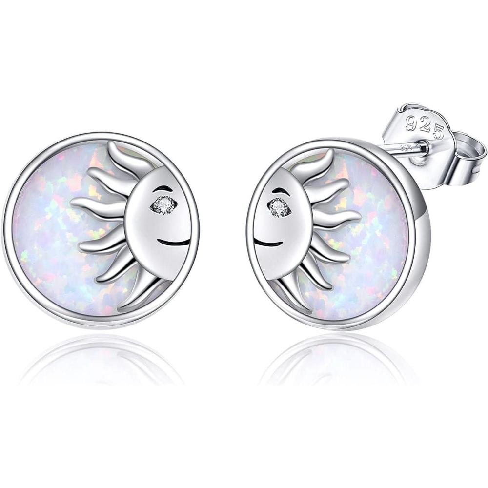 image:imageYFN Opal Earrings Sterling Silver Stud Drop Dangle Earrings Jewelry Gifts for WomenSilver