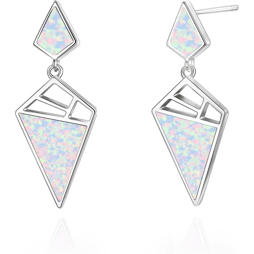 image:imageYFN Opal Earrings Sterling Silver Stud Drop Dangle Earrings Jewelry Gifts for Womenwhite