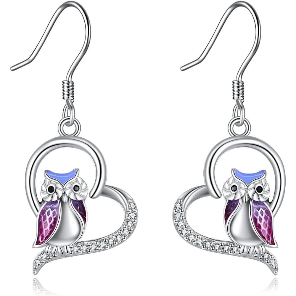 image:imageYFN Owl earrings for women Sterling Silver Owl Jewelry Gifts Drop Dangle Earrings for Women
