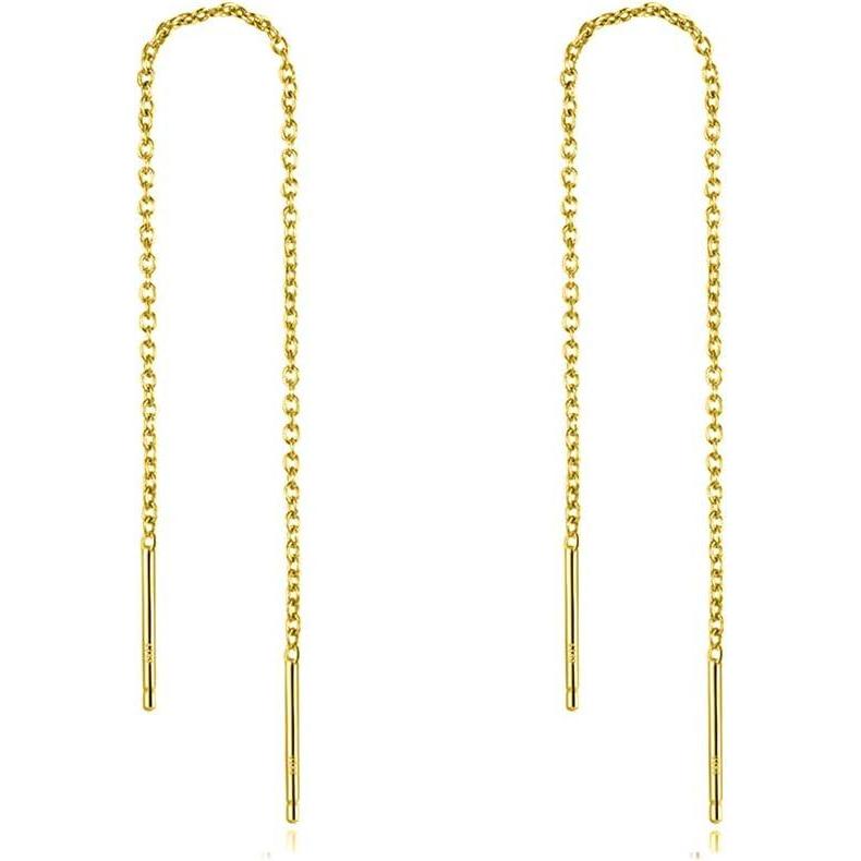 image:imageYFN Threader Earrings Sterling Silver Chain Earrings for Women Dangle Earrings Thread Dangling Threaded Long Chain Earring Nickel Free Hypoallergenic Ear for WomenYellow