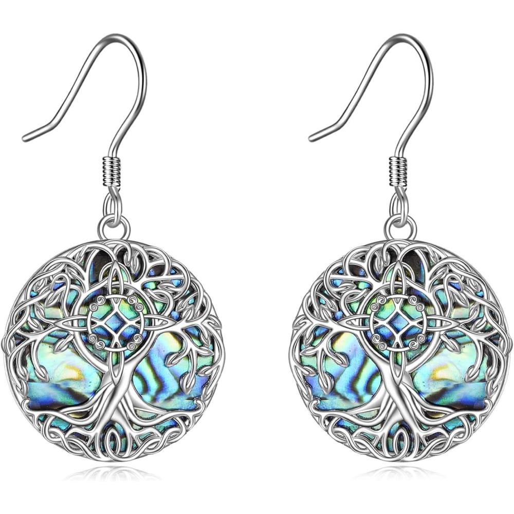 image:imageYFN Tree of Life Earrings Sterling Silver Tree Life Eardrop with Abalone Shell Dangle Drop Earrings Jewelry Gifts for WomenWitches Knot