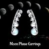 925 Sterling Silver Moon Phase Ear Crawler Cuff Earrings Ear Climber Hypoallergenic Moonstone Earrings(AB Color Moonstone)