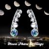 925 Sterling Silver Moon Phase Ear Crawler Cuff Earrings Ear Climber Hypoallergenic Moonstone Earrings(Multicolored Abalone)