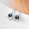 Sterling Silver Pearl Earrings Dangle Drop Earrings Pearl Fine Jewelry Mothers Day Gifts for Women(Calla Lily Black)