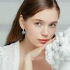 YFN 925 Sterling Silver Book/Animal/Flower Drop Dangle Earrings Earring Hypoallergenic Jewelry for Christmas Graduation Mother’s Day Birthday(C03 Paw(Blue Opal))