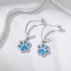 YFN 925 Sterling Silver Book/Animal/Flower Drop Dangle Earrings Earring Hypoallergenic Jewelry for Christmas Graduation Mother’s Day Birthday(C03 Paw(Blue Opal))