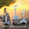 YFN 925 Sterling Silver Book/Animal/Flower Drop Dangle Earrings Earring Hypoallergenic Jewelry for Christmas Graduation Mother’s Day Birthday(E01 Mermaid Tail)