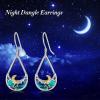 YFN 925 Sterling Silver Book/Animal/Flower Drop Dangle Earrings Earring Hypoallergenic Jewelry for Christmas Graduation Mother’s Day Birthday(H04 Moonlight)