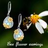 YFN 925 Sterling Silver Dangle Drop Earring Hypoallergenic Earring Jewelry Gift for Women Girls(Bee+Moonstone)