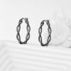 YFN 925 Sterling Silver Hoop Earrings for Women Lightweight Twisted Hoop Earrings with Click-Top Closure，Hypoallergenic Hoops Earrings for Women(Black Hoop Earrings)