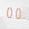 YFN 925 Sterling Silver Hoop Earrings for Women Lightweight Twisted Hoop Earrings with Click-Top Closure，Hypoallergenic Hoops Earrings for Women(Rose Gold hoop Earrings)