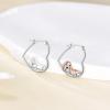 YFN Animal Earrings Sterling Silver Animal Heart Hoop Dangle Earrings Cute Jewelry Gifts for Women(Basset Hound)
