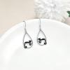 YFN Animal Earrings Sterling Silver Animal Heart Hoop Dangle Earrings Cute Jewelry Gifts for Women(Black Cat Dangle)