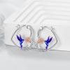 YFN Animal Earrings Sterling Silver Animal Heart Hoop Dangle Earrings Cute Jewelry Gifts for Women(Hummingbird)