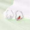 YFN Animal Earrings Sterling Silver Animal Heart Hoop Dangle Earrings Cute Jewelry Gifts for Women(Red Cardinal)