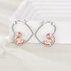 YFN Animal Earrings Sterling Silver Animal Heart Hoop Dangle Earrings Cute Jewelry Gifts for Women(Squirrel)