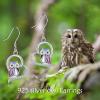 YFN Owl earrings for women Sterling Silver Owl Jewelry Gifts Drop Dangle Earrings for Women
