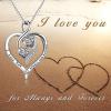 YFN Sterling Silver Heart Necklace for Women Birthday Gifts for Her Mom Wife Daughter(Silver)
