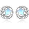 Moonstone Earrings Sterling Silver Stud Earrings Moonstone Jewelry for Women Hypoallergenic Earrings for Sensitive Ears(Moonstone)