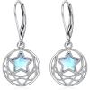 Moonstone Earrings Sterling Silver Stud Earrings Moonstone Jewelry for Women Hypoallergenic Earrings for Sensitive Ears(Moonstone Leverback)