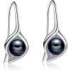 Sterling Silver Pearl Earrings Dangle Drop Earrings Pearl Fine Jewelry Mothers Day Gifts for Women(Calla Lily Black)