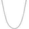White Gold Plated 3mm 4mm Solid Sterling Silver .925 Cuban Curb Link Chain Necklace(26.0 Inches)