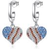 YFN 925 Sterling Silver Book/Animal/Flower Drop Dangle Earrings Earring Hypoallergenic Jewelry for Christmas Graduation Mother’s Day Birthday(B01 American Flag)