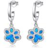 YFN 925 Sterling Silver Book/Animal/Flower Drop Dangle Earrings Earring Hypoallergenic Jewelry for Christmas Graduation Mother’s Day Birthday(C03 Paw(Blue Opal))