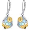YFN 925 Sterling Silver Dangle Drop Earring Hypoallergenic Earring Jewelry Gift for Women Girls(Bee+Moonstone)